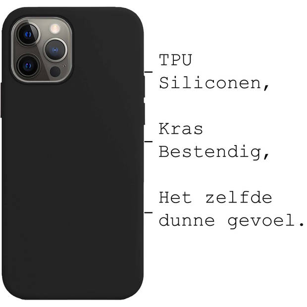 Basey iPhone 13 Pro Hoesje Silicone Case - iPhone 13 Pro Case Zwart Siliconen Hoes - iPhone 13 Pro Hoes Cover - Zwart