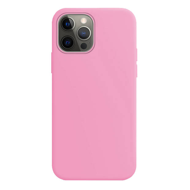 Basey iPhone 13 Pro Hoesje Siliconen Hoes Case Cover -Lichtroze