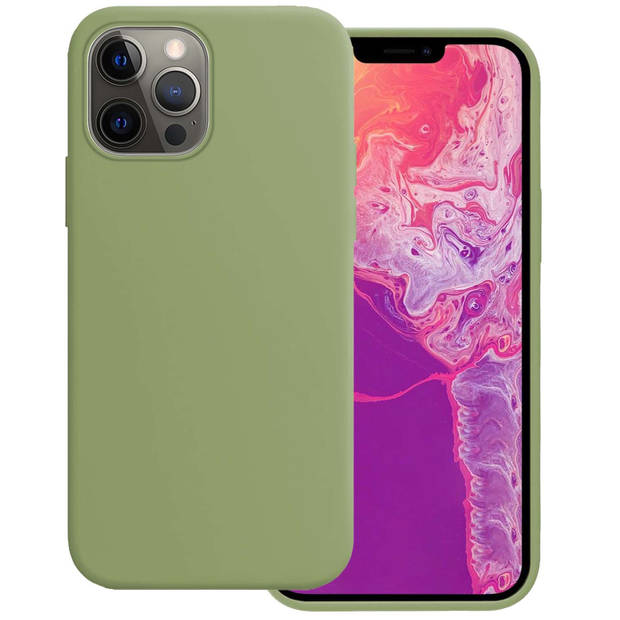 Basey iPhone 13 Pro Max Hoesje Siliconen Hoes Case Cover -Groen