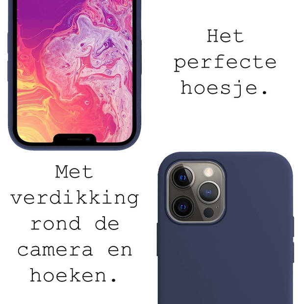 Basey iPhone 13 Pro Hoesje Siliconen Hoes Case Cover -Donkerblauw