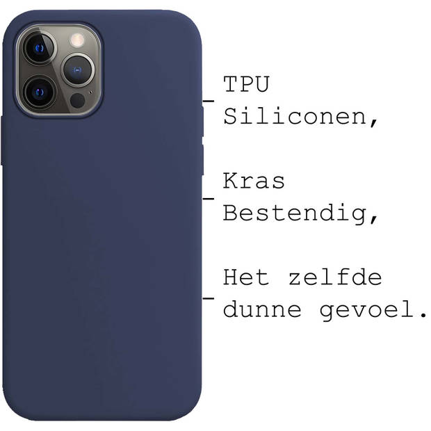 Basey iPhone 13 Pro Hoesje Siliconen Hoes Case Cover -Donkerblauw