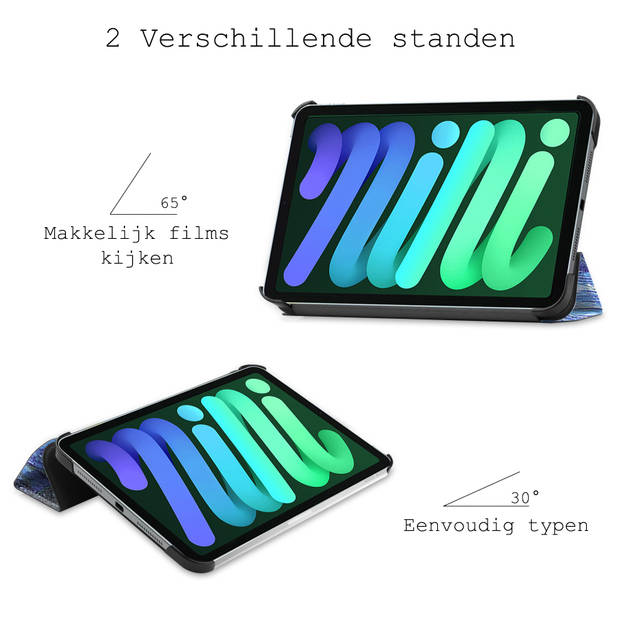 Basey iPad Mini 6 Hoesje Kunstleer Hoes Case Cover -Sterrenhemel