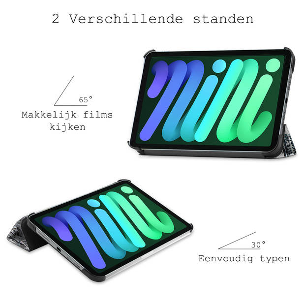 Basey iPad Mini 6 Hoesje Kunstleer Hoes Case Cover -Eiffeltoren