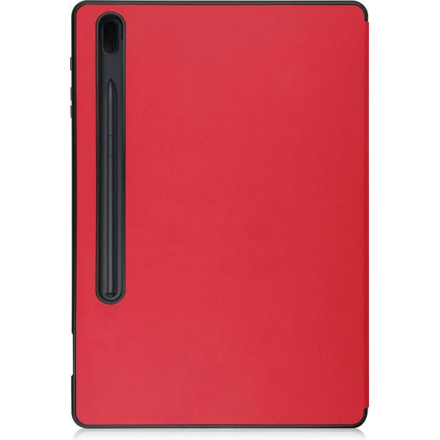 Basey Samsung Galaxy Tab S7 FE Hoesje Kunstleer Hoes Case Cover -Rood
