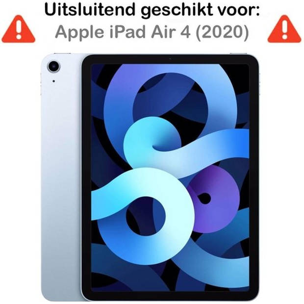 Basey iPad Air 4 2020 Hoesje Kunstleer Hoes Case Cover -Zwart