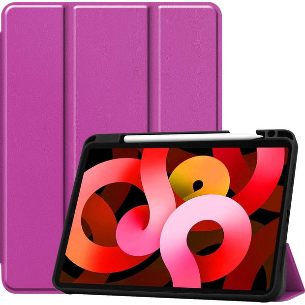 Basey iPad Air 4 2020 Hoesje Kunstleer Hoes Case Cover -Paars