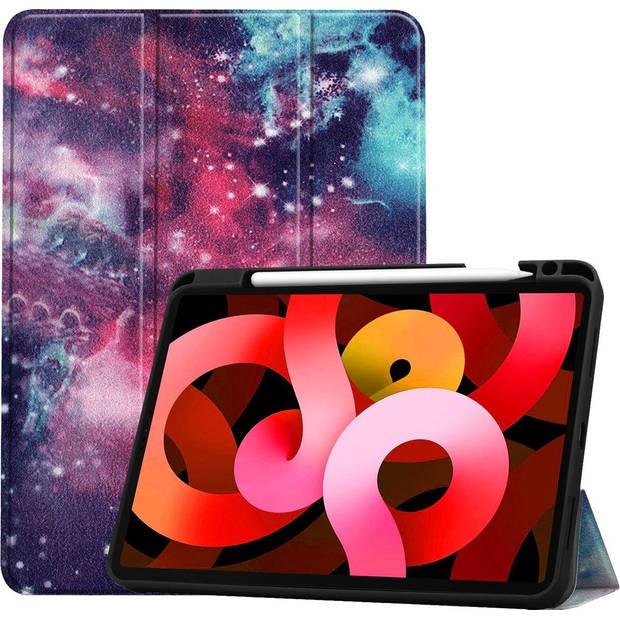 Basey iPad Air 4 2020 Hoesje Kunstleer Hoes Case Cover -Galaxy