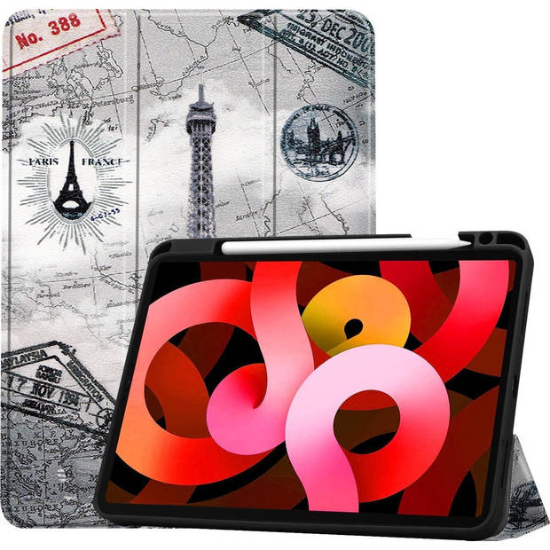 Basey iPad Air 4 2020 Hoesje Kunstleer Hoes Case Cover -Eiffeltoren