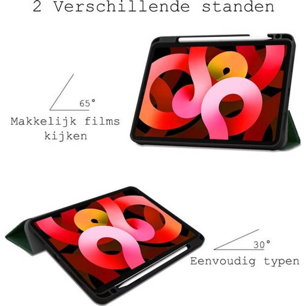 Basey Samsung Galaxy Tab S7 FE Hoesje Kunstleer Hoes Case Cover -Donkergroen
