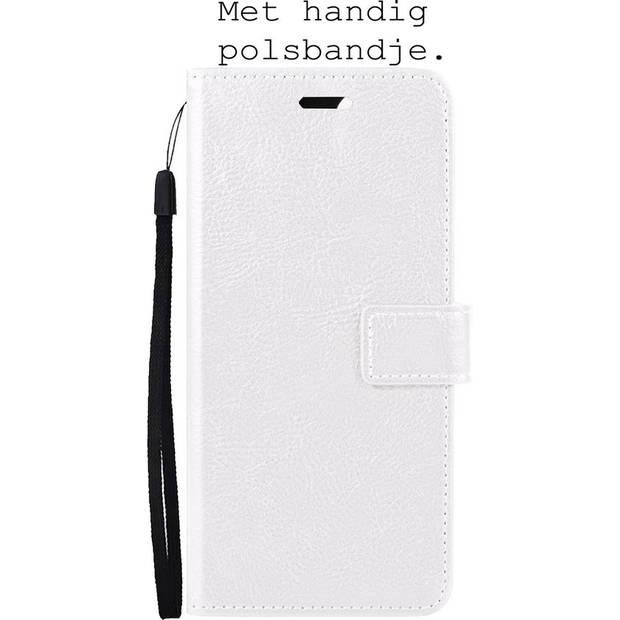 Basey Samsung Galaxy A52 Hoesje Book Case Kunstleer Cover Hoes -Wit