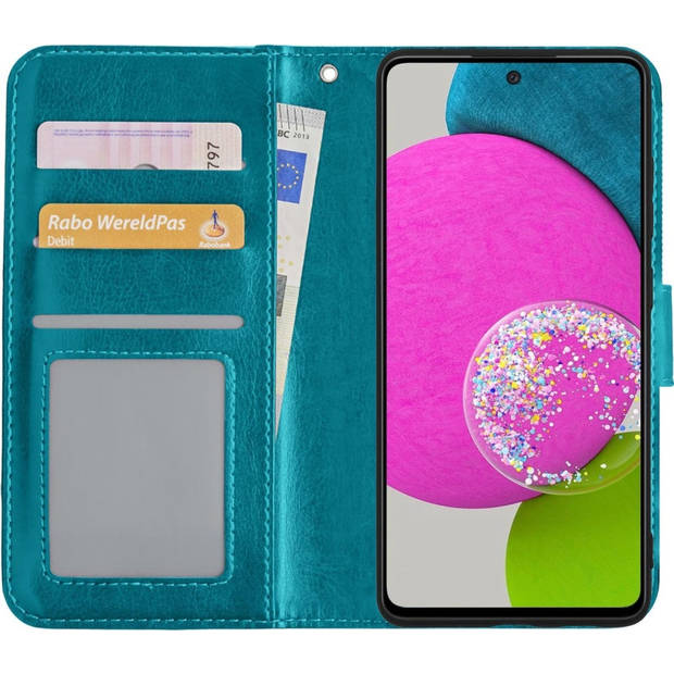 Basey Samsung Galaxy A52 Hoesje Book Case Kunstleer Cover Hoes - Turquoise