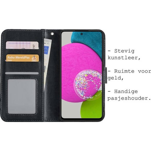 Basey Samsung Galaxy A52 Hoesje Book Case Kunstleer Cover Hoes - Zwart