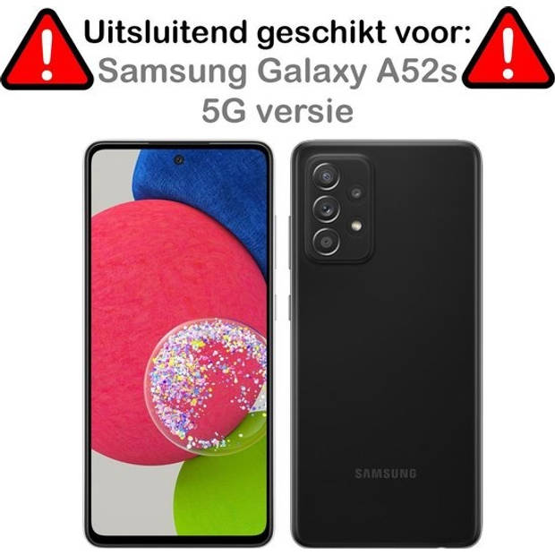 Basey Samsung Galaxy A52 Hoesje Book Case Kunstleer Cover Hoes - Donkerroze