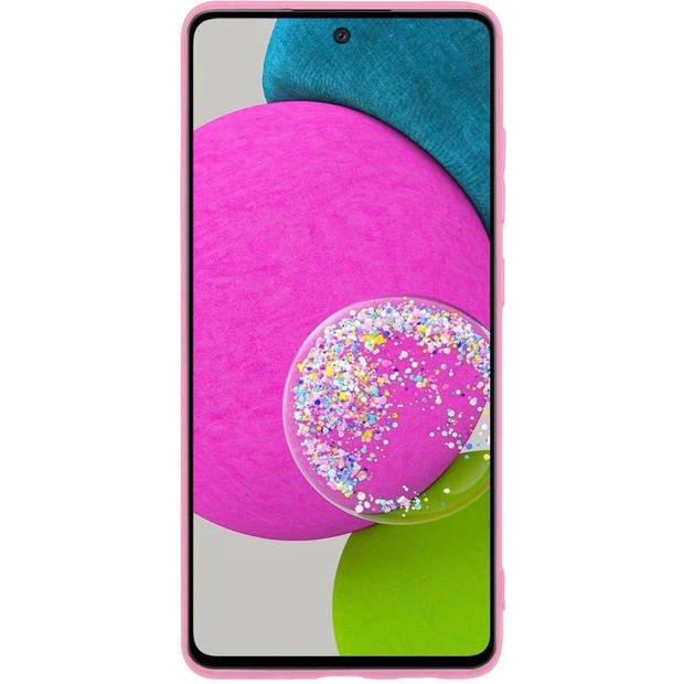 Basey Samsung Galaxy A52 Hoesje Siliconen Hoes Case Cover -Roze