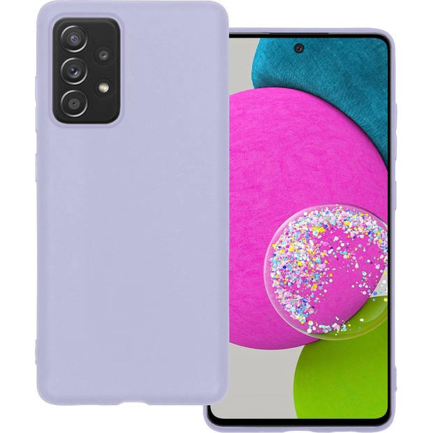 Basey Samsung Galaxy A52 Hoesje Siliconen Hoes Case Cover -Lila