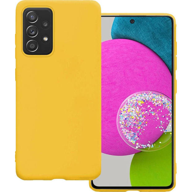 Basey Samsung Galaxy A52 Hoesje Siliconen Hoes Case Cover -Geel