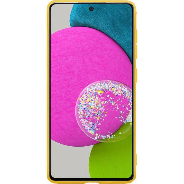 Basey Samsung Galaxy A52 Hoesje Siliconen Hoes Case Cover -Geel