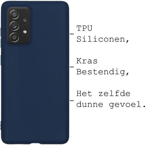 Basey Samsung Galaxy A52 Hoesje Siliconen Hoes Case Cover - Donkerblauw