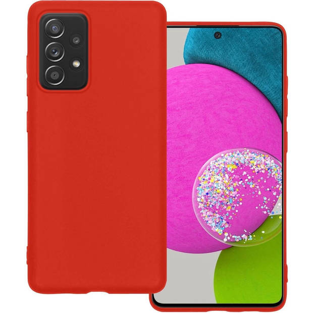 Basey Samsung Galaxy A52 Hoesje Siliconen Hoes Case Cover -Rood