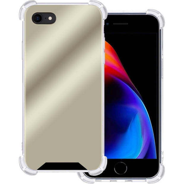 Basey iPhone SE 2020 Hoesje Spiegel - iPhone SE 2020 Hoes Shock Case Back Cover - Goud