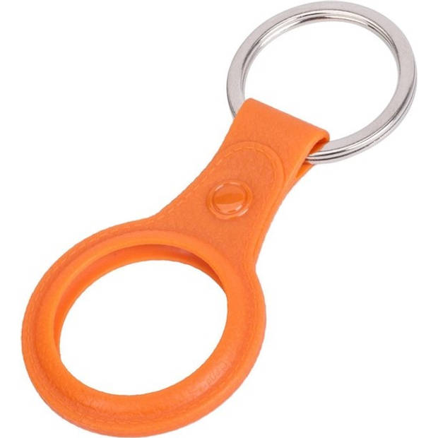 Basey Airtag-Sleutelhanger Hoesje Leer - Sleutelhanger Hoes AirTag Case - Oranje