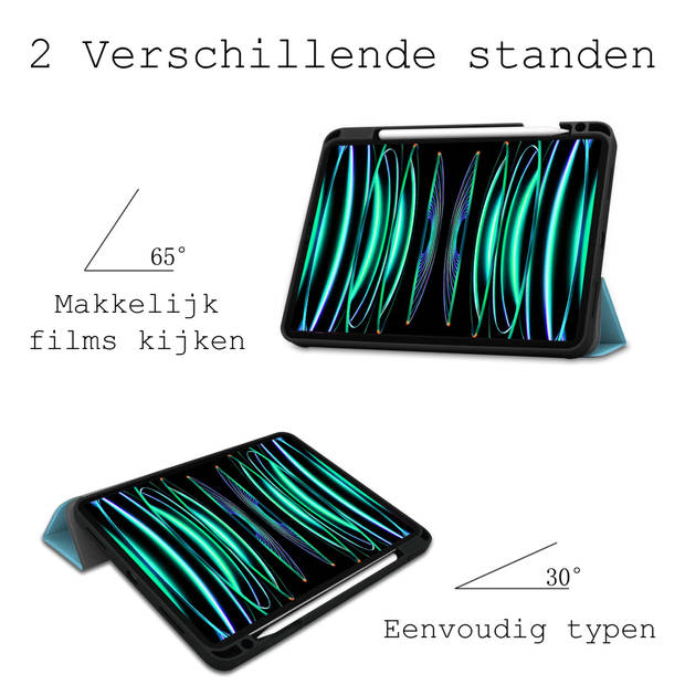 Basey iPad Pro 2021 (11 inch) Hoesje Kunstleer Hoes Case Cover -Lichtblauw