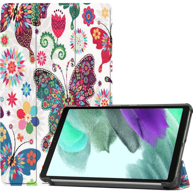 Basey Samsung Galaxy Tab A7 Lite Hoesje Kunstleer Hoes Case Cover -Vlinder