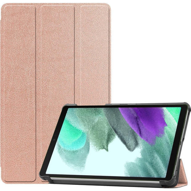 Basey Samsung Galaxy Tab A7 Lite Hoesje Kunstleer Hoes Case Cover -Rose goud