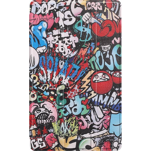 Basey Samsung Galaxy Tab A7 Lite Hoesje Kunstleer Hoes Case Cover -Graffity