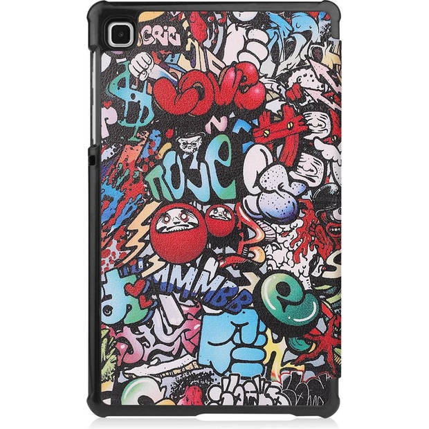 Basey Samsung Galaxy Tab A7 Lite Hoesje Kunstleer Hoes Case Cover -Graffity