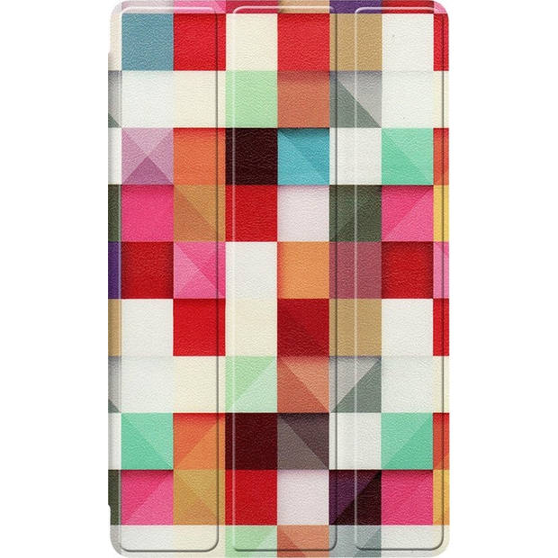 Basey Samsung Galaxy Tab A7 Lite Hoesje Kunstleer Hoes Case Cover -Blokken