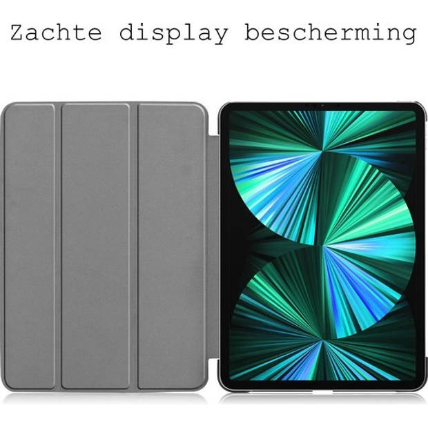 Basey iPad Pro 2021 (12,9 inch) Hoesje Kunstleer Hoes Case Cover -Zwart