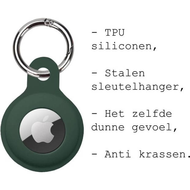 Basey Airtag Hoesje Case Airtag Sleutelhanger Siliconen Hoes - Donkergroen