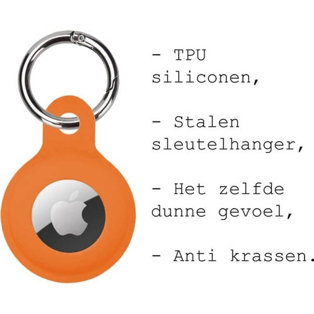 Basey Airtag Hoesje Case Airtag Sleutelhanger Siliconen Hoes - Oranje