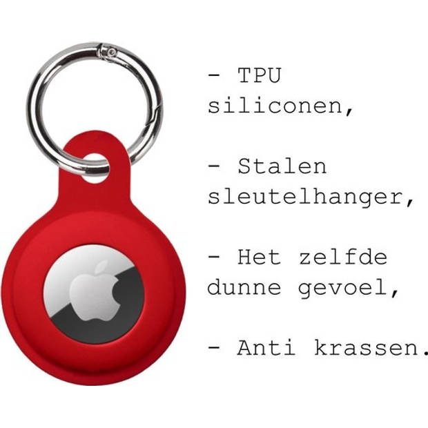 Basey Airtag Hoesje Case Airtag Sleutelhanger Siliconen Hoes - Donkerrood
