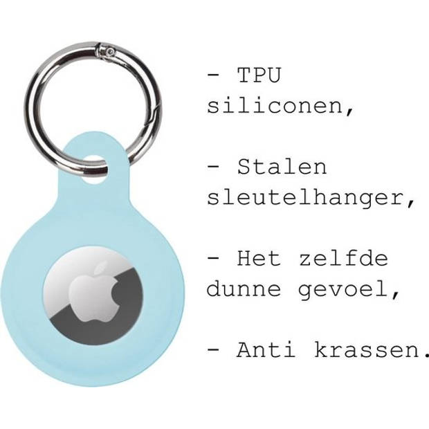 Basey Airtag Hoesje Case Airtag Sleutelhanger Siliconen Hoes - Lichtblauw
