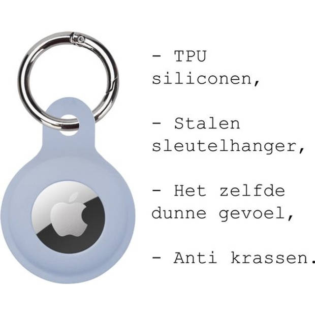 Basey Airtag Hoesje Case Airtag Sleutelhanger Siliconen Hoes - Grijs