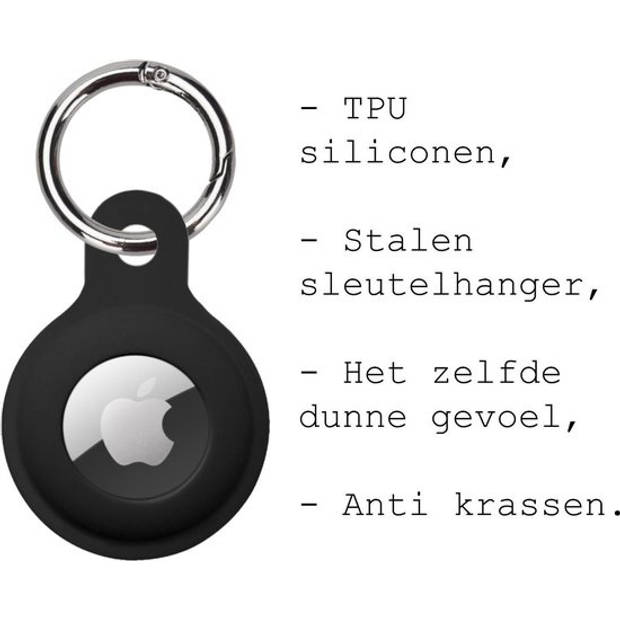 Basey Airtag Hoesje Case Airtag Sleutelhanger Siliconen Hoes - Zwart
