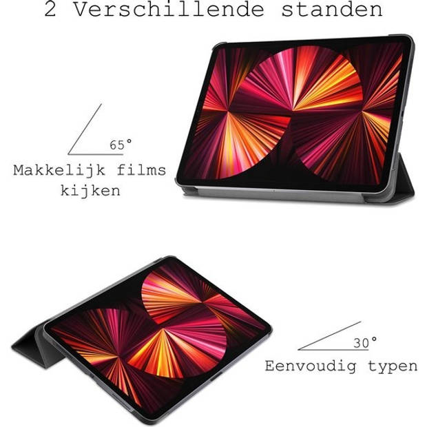 Basey iPad Pro 2021 (11 inch) Hoesje Kunstleer Hoes Case Cover -Zwart