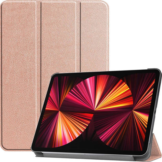 Basey iPad Pro 2021 (11 inch) Hoesje Kunstleer Hoes Case Cover -Rose goud