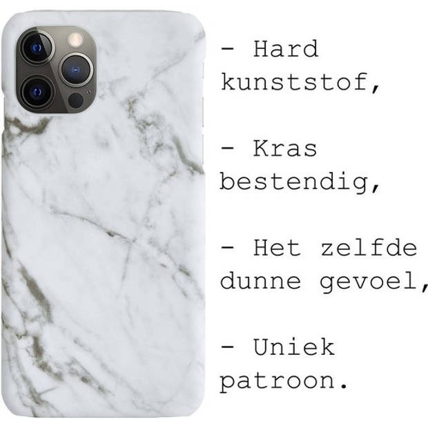 Basey Hoes Geschikt voor iPhone 11 Pro Max Hoesje Marmer Case Marmeren Cover Hoes Hardcover - Wit