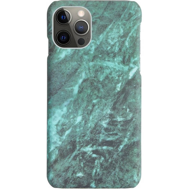 Basey iPhone 12 Pro Hoesje Marmer Case Marmeren Cover Hoes Groen Marmer Hardcover