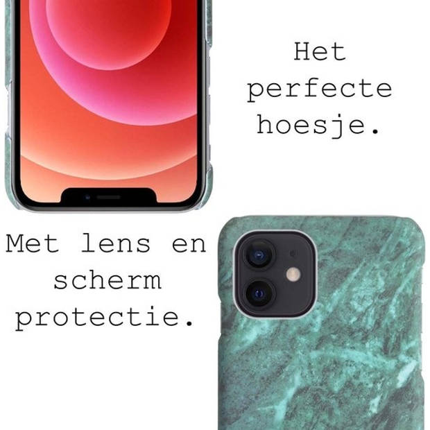 Basey Hoes Geschikt voor iPhone 11 Hoesje Marmer Case Marmeren Cover Hoes Hardcover - Groen