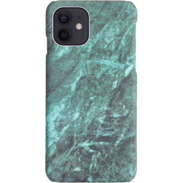 Basey Hoes Geschikt voor iPhone 12 Hoesje Marmer Case Marmeren Cover Hoes Hardcover - Groen