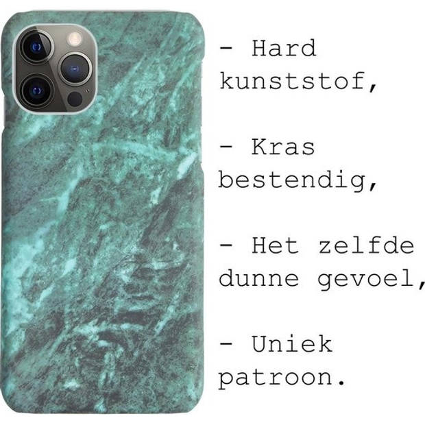 Basey Hoes Geschikt voor iPhone 11 Pro Max Hoesje Marmer Case Marmeren Cover Hoes Hardcover - Groen
