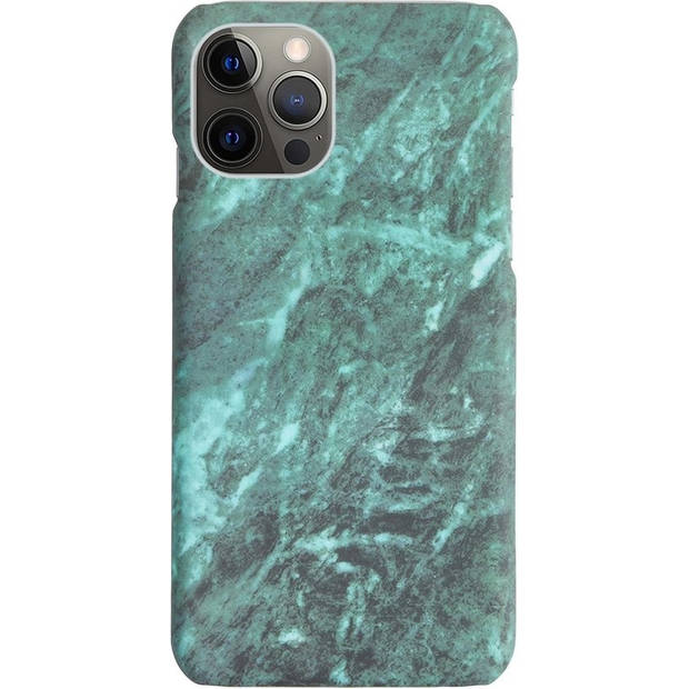 Basey Hoes Geschikt voor iPhone 12 Pro Max Hoesje Marmer Case Marmeren Cover Hoes Hardcover - Groen