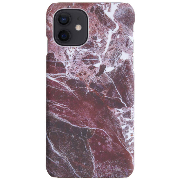 Basey Hoes Geschikt voor iPhone 11 Hoesje Marmer Case Marmeren Cover Hoes Hardcover - Rood