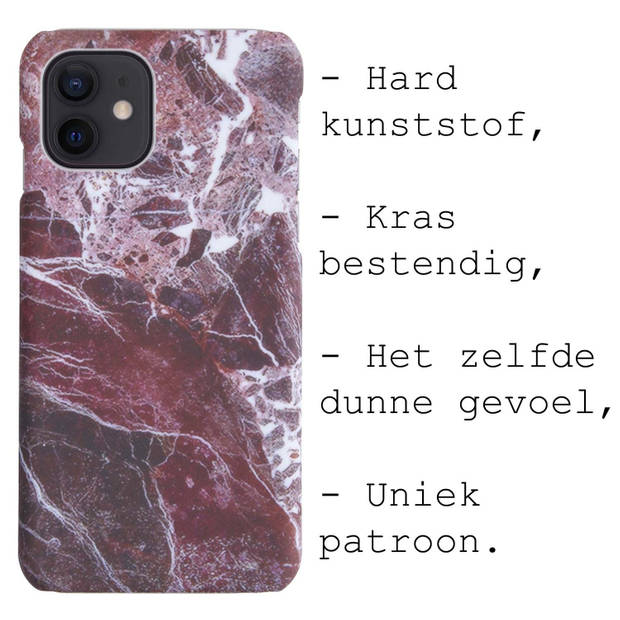 Basey Hoes Geschikt voor iPhone 11 Hoesje Marmer Case Marmeren Cover Hoes Hardcover - Rood