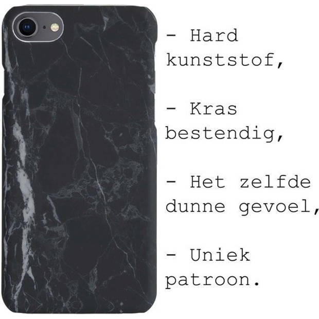 Basey iPhone 7 Hoesje Marmer Case Marmeren Cover Hoes Zwart Marmer Hardcover