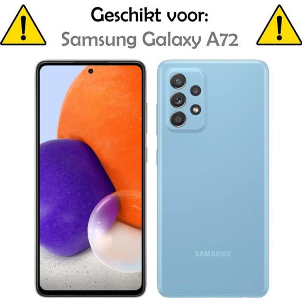 Basey Samsung Galaxy A72 Hoesje Siliconen Hoes Case Cover met Pasjeshouder - Transparant